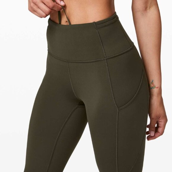 Lululemon Fast Free Tight 7/8  Size 12 Solid Olive Green - Picture 1 of 6
